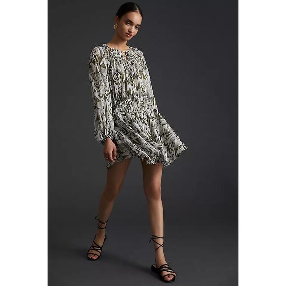 MISA Los Angeles Mercy Boho Flowy Geo Printed Mini Dress Smock Waist NWT S $390 - Picture 6 of 8